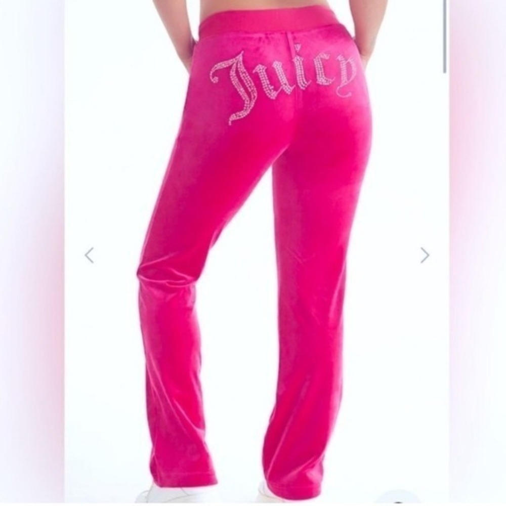 Juicy‎ Couture Pink OG Big Bling Velour Track Pants women's large